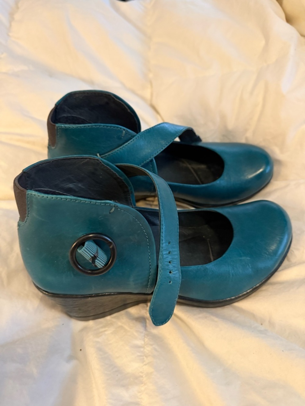 Teal Cross-Strap Mary Jane Heels - Women - Picture 2 of 6